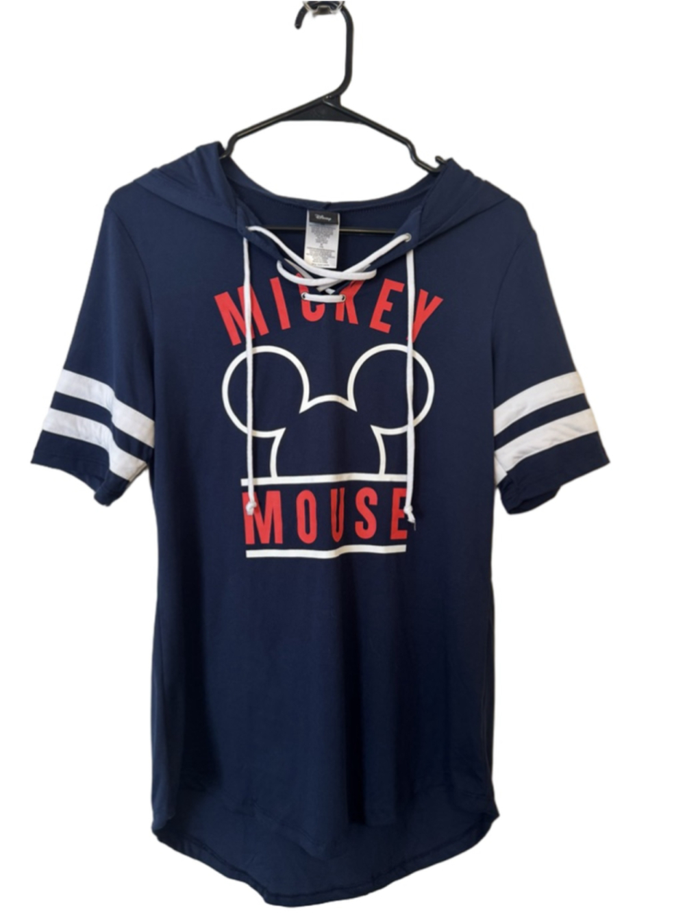 Disney Mickey Mouse Navy Red Hoodie lightweight Sweatshirt - Medium